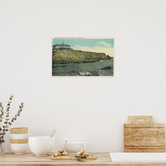 Bald Head Cliff en Exterior of Cliff House # Poster (Keuken)
