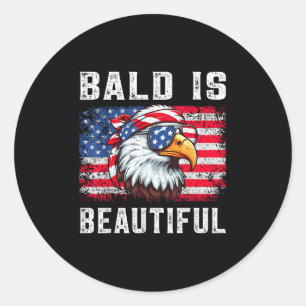 Bald is een mooie grappige adelaar Bandana Patriot Ronde Sticker
