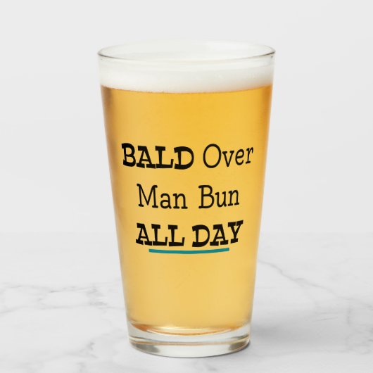 Bald over Man Bun, de hele dag Glas (Voorkant gevuld)