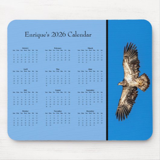BaldEagle: Customize full year 2026 calendar Mouse Muismat (Voorkant)