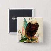 Baldenarend met vlag vierkante button 5,1 cm (Voorkant /achterkant)