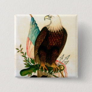 Baldenarend met vlag vierkante button 5,1 cm