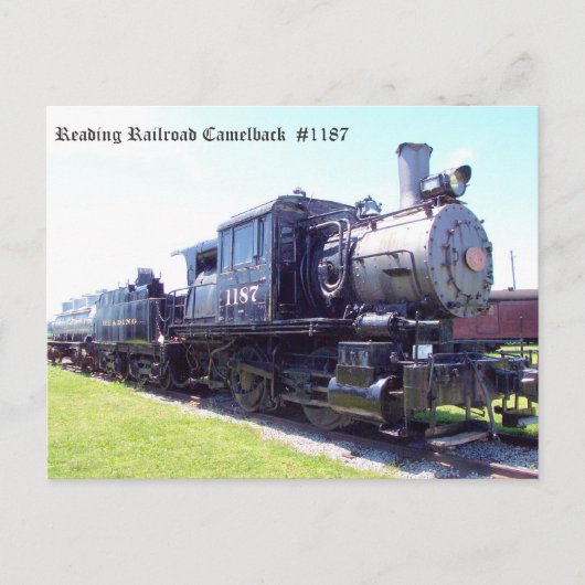 Baldwin Built Reading Railroad Camelback #1187 Briefkaart (Voorkant)