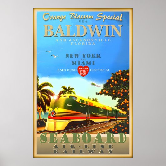 Baldwin Florida Orange Blossom Special Trein Kunst Poster (Voorkant)