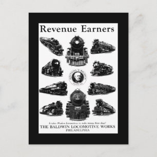 Baldwin-locomotieven, inkomsten briefkaart