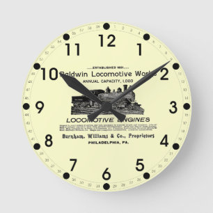 Baldwin Locomotive Works 1895 Wall Clock Ronde Klok