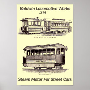 Baldwin Steam Motor voor Street Cars 1876 Poster