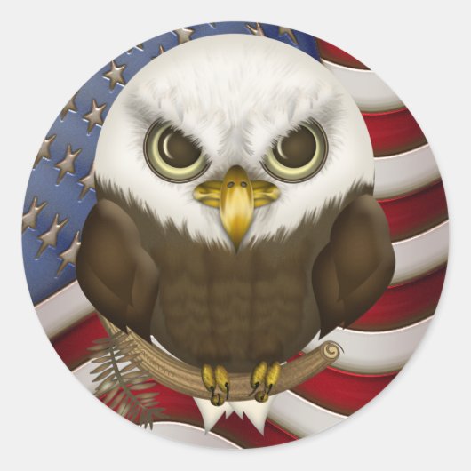 Baldwin the Cute Bald Eagle Ronde Sticker (Voorkant)