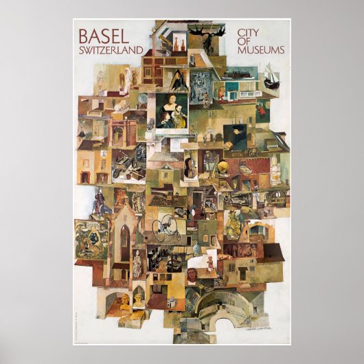 Bâle. Suisse, Ville des musées, Affiche de voyage (Devant)