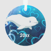 Baleine béluga et Coeurs bleus Noël arctique (dos)