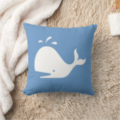 baleine blanche CARTOON sur coussin bleu (Couverture)