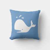 baleine blanche CARTOON sur coussin bleu (Recto)