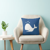 baleine blanche CARTOON sur coussin bleu moyen (Chaise)