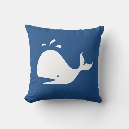 baleine blanche CARTOON sur coussin bleu moyen (Recto)
