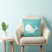 baleine blanche CARTOON sur coussin bleu turquoise (Chaise)