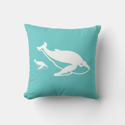 baleine blanche mère et bébé sur un oreiller bleu (Recto)