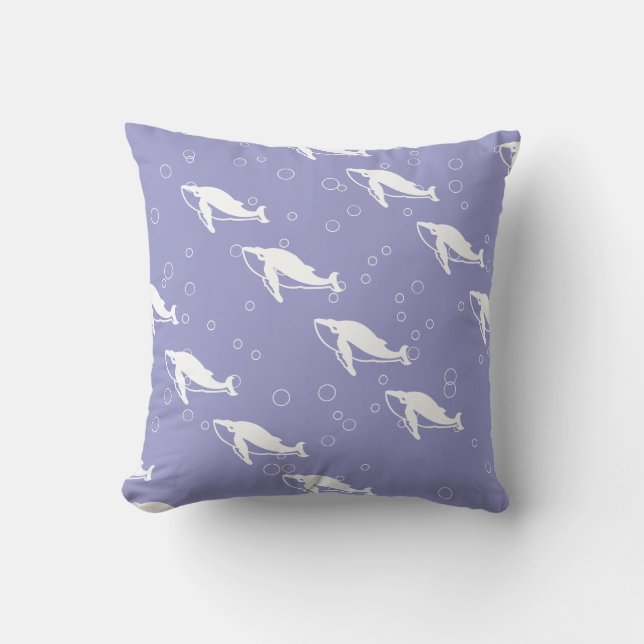 baleine blanche sur bleu violet coussin (Recto)