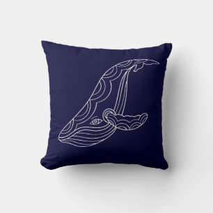 Baleine blanche sur COUSSIN BLUE