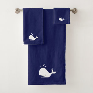 Baleine blanche sur fond bleu marine
