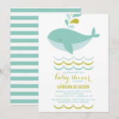 BALEINE BLEUE CUTE C'EST UNE INVITATION BABY SHOWE (Devant / Derrière)