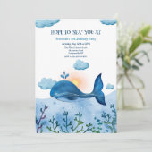 Baleine bleue Invitation de fête d'anniversaire (Debout devant)