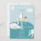 Baleine Bleue Invitation pour le premier anniversa (Devant)