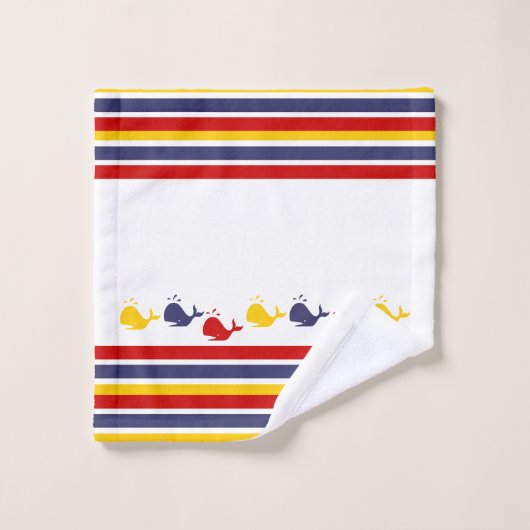 BALEINE BLEUE ROUGE JAUNE (Gant de toilette)