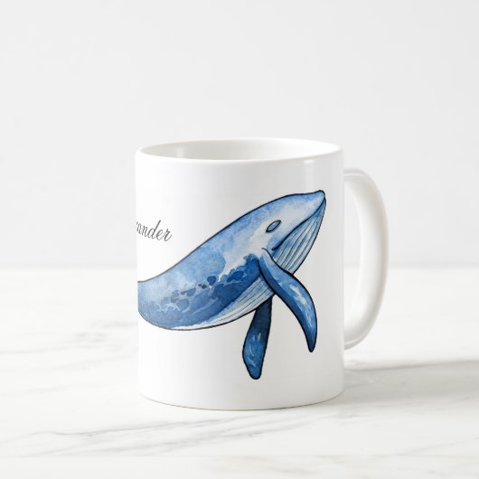 Baleine bleue. Tasse de poisson nautique. Cadeau d (Devant droit)