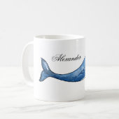 Baleine bleue. Tasse de poisson nautique. Cadeau d (Devant gauche)