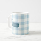Baleine Blue Check Motif café Mug (Devant gauche)
