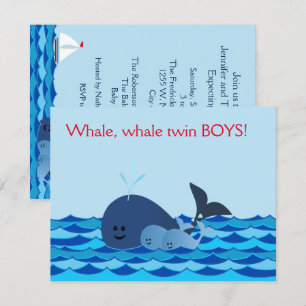 Baleine C'est un Baby shower jumeaux Invitation