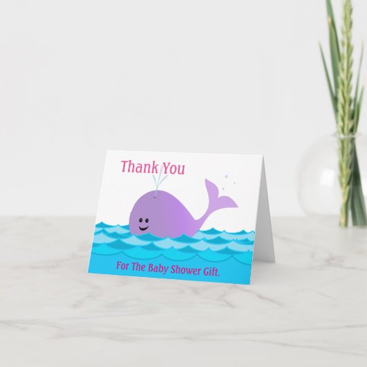 Baleine C'est une fille Baby shower Carte de remer (Devant)