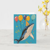Baleine d'anniversaire avec ballons Carte d'annive (Fleur jaune)