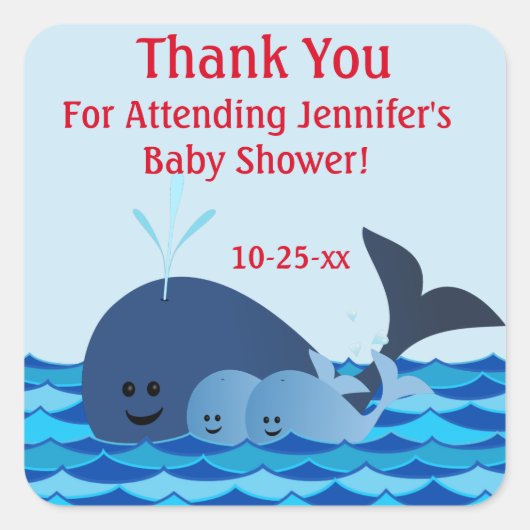 Baleine D'Un Sticker Baby shower Twins (Devant)