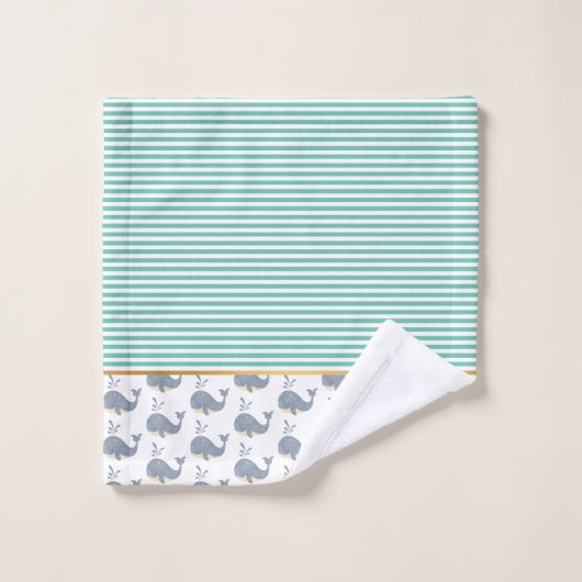 BALEINE D'UN TEMPS AQUABLUE STRIPE TOWER SET (Gant de toilette)