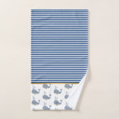 BALEINE D'UN TITRE BLEU STRIPE TOWROOM SET (Serviette à main)