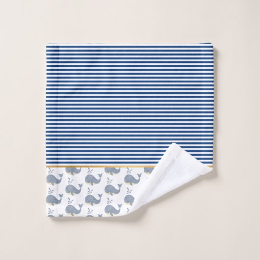 BALEINE D'UN TITRE BLEU STRIPE TOWROOM SET (Gant de toilette)