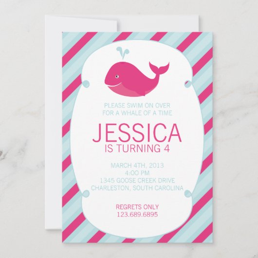 Baleine d'une invitation d'anniversaire (Devant)