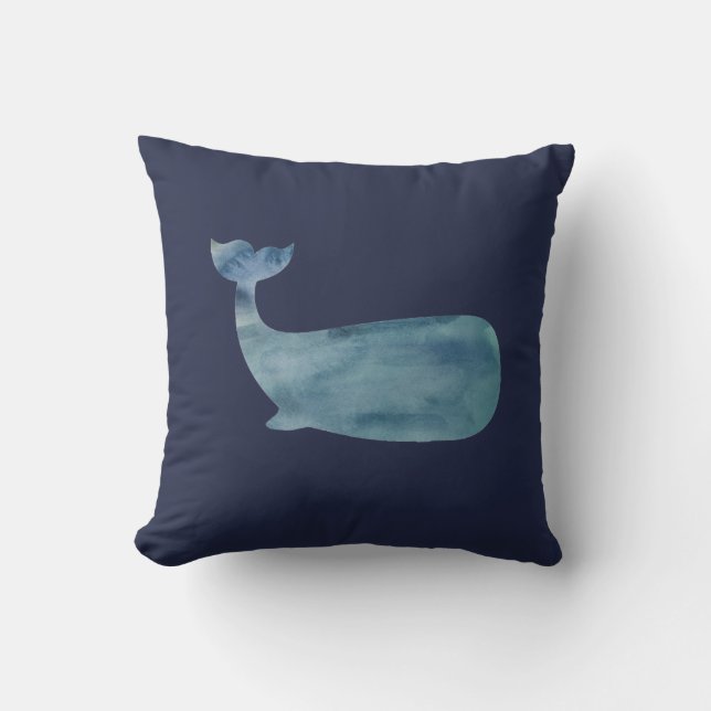 Baleine marine Coussin de peinture bleu marine (Recto)