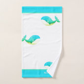 Baleine marine Turquoise bleu vert blanc blanc (Serviette à main)