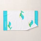 Baleine marine Turquoise bleu vert blanc blanc (Serviette à main)