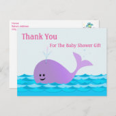 Baleine, Merci fille Baby shower carte postale (Devant / Derrière)