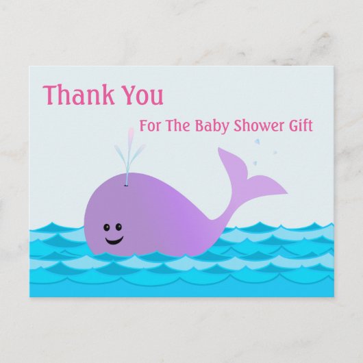 Baleine, Merci fille Baby shower carte postale (Devant)
