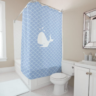 Baleine moderne sur rideau de douche bleu clair
