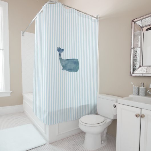 Baleine Motif rideau de douche côtière (En situation)