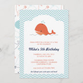 Baleine nage été Anniversaire Fête Invitation (Devant / Derrière)