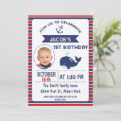 Baleine nautique 1er Anniversaire Fête Invitation (Debout devant)