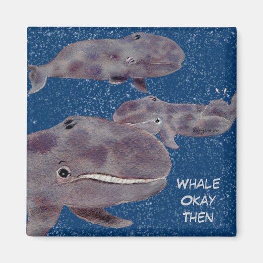 Baleine OK Puis 3 Gris Bébé Baleines Magnet (Devant)