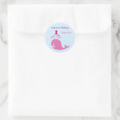 Baleine rose 1er anniversaire Favoriser Sticker (Sac)