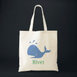 Baleine Sac fourre-tout personnalisé, bleu et vert<br><div class="desc">Ce mignon sac fait un grand sac de plage, sac de livre, sac de jouets... ou vraiment un grand sac pour à peu près tout! Personnalisez-le avec un nom à l'aide du formulaire modèle. Utilisez la fonction personnaliser pour accéder au menu avancé vous permettant de modifier les couleurs, les polices...</div>